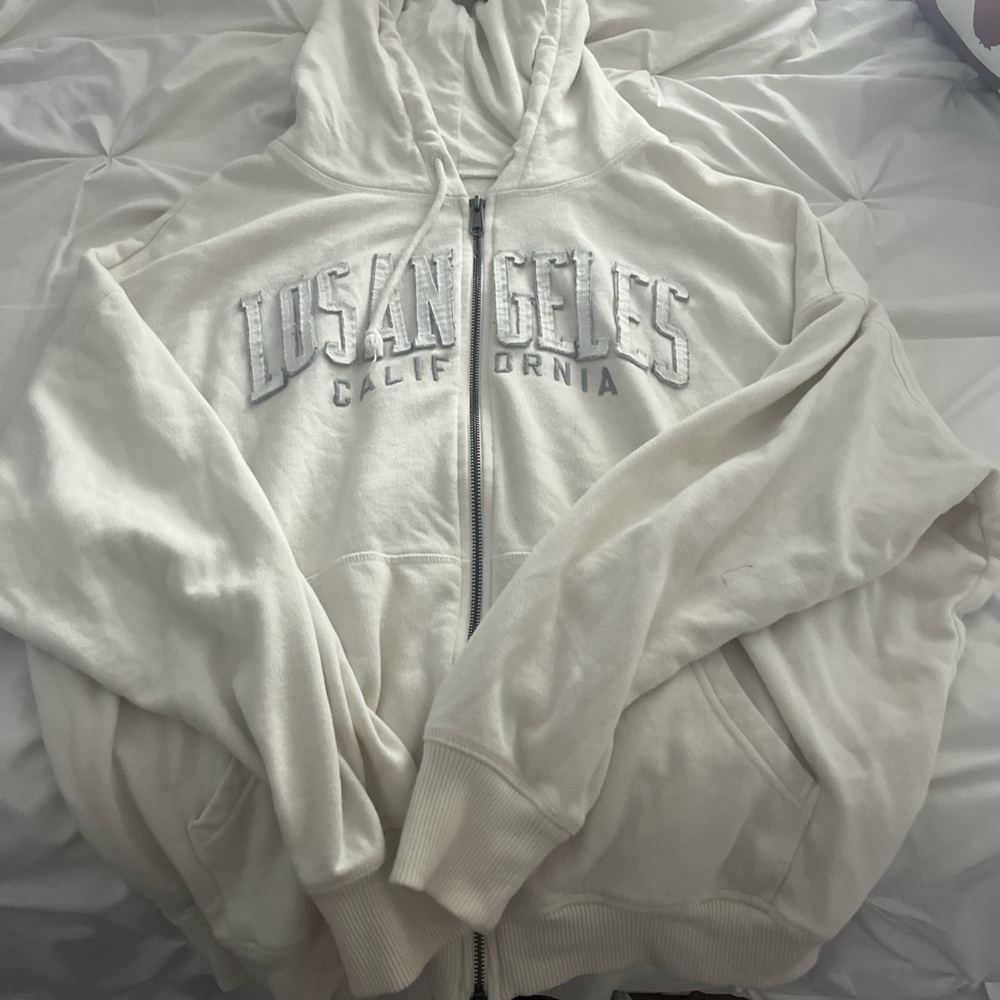 Aeropostale White Zip-Up Hoodie